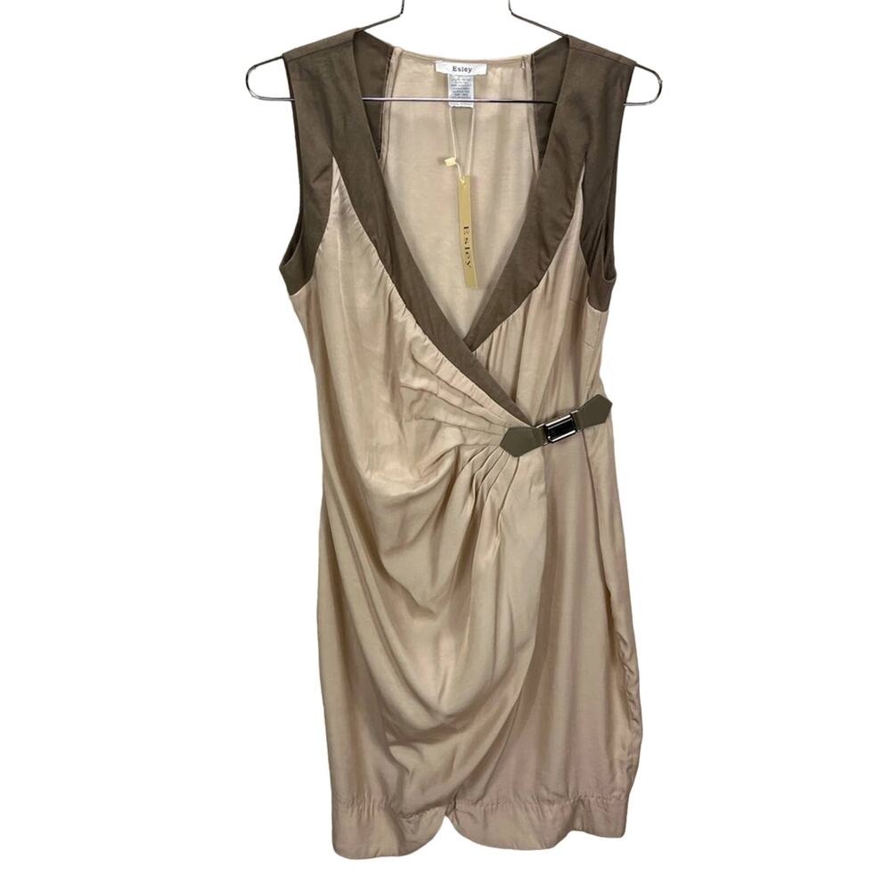 NWT‎ ESLEY Wrap Knee Length Cream Dress